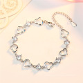 Pulseras de plata con diamantes, plata esterlina s925 pavimentada con dijes y pulseras en forma de corazón de circón regalo de joyería para mujeres